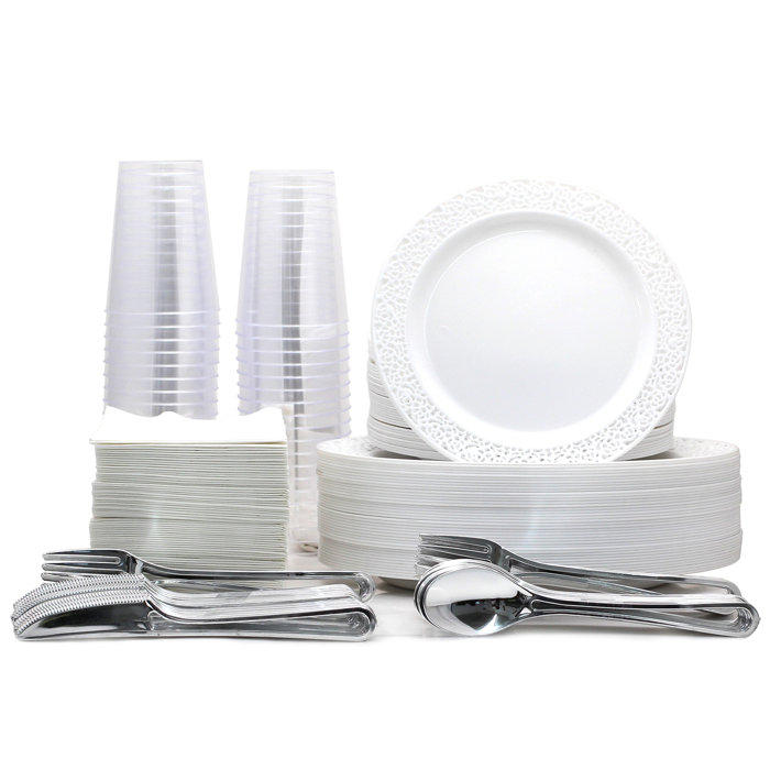NicoleFantiniCollection 640 Piece Disposable Plastic Tableware Set